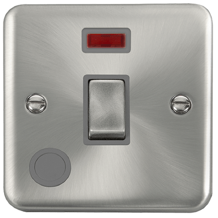 Click Deco Plus Satin Chrome 20A Double Pole Switch with Neon and Flex DPSC523GY