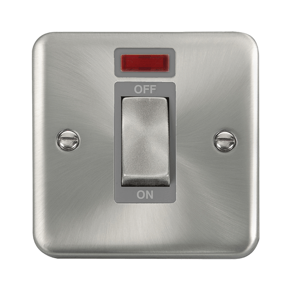 Click Deco Plus Satin Chrome 45A Cooker Switch with Neon DPSC501GY