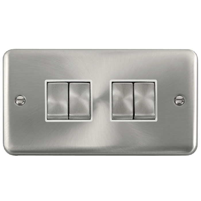 Click Deco Plus Satin Chrome 4G Light Switch DPSC414WH