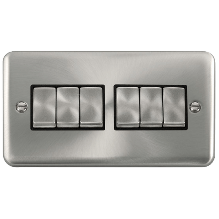 Click Deco Plus Satin Chrome 6G Light Switch DPSC416BK