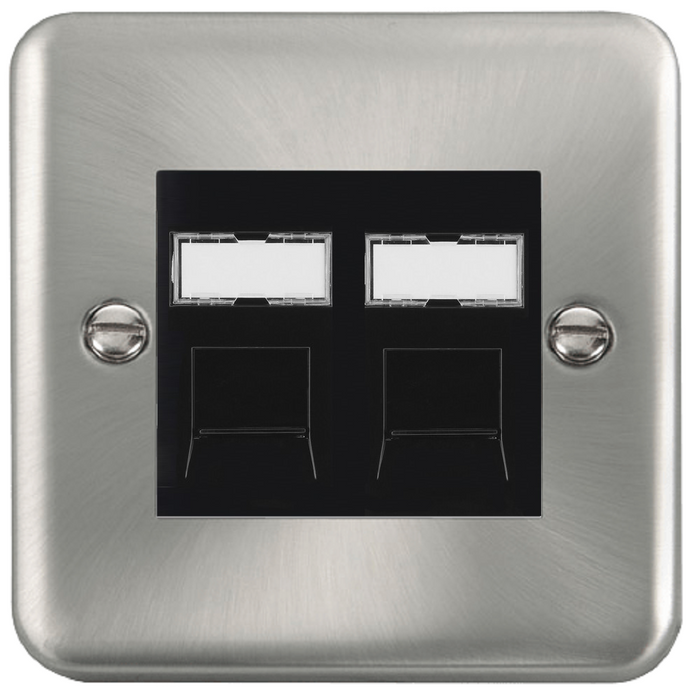 Click Deco Plus Satin Chrome Double Cat5e Data Socket DPSCRJ452BK