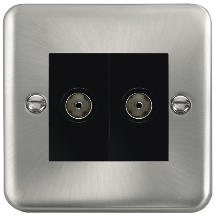 Click Deco Plus Satin Chrome Double Isolated TV Socket DPSC159MBK