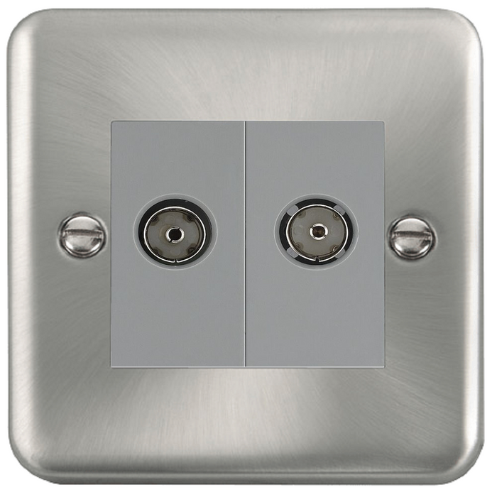 Click Deco Plus Satin Chrome Double Isolated TV Socket DPSC159MGY