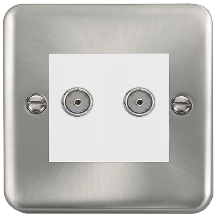 Click Deco Plus Satin Chrome Double Isolated TV Socket DPSC159MWH