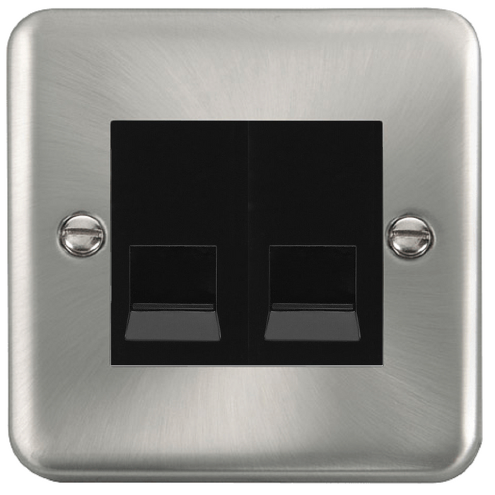 Click Deco Plus Satin Chrome Double Slave Telephone Socket DPSC126MBK