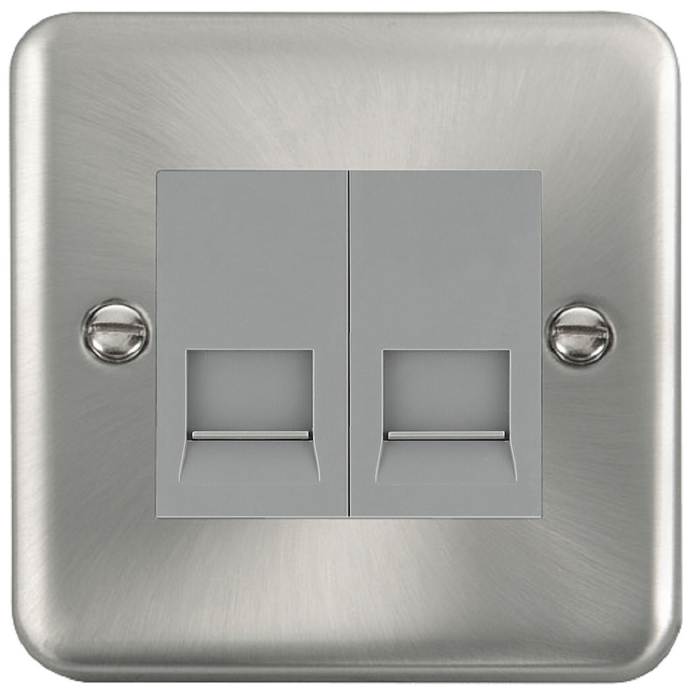 Click Deco Plus Satin Chrome Double Slave Telephone Socket DPSC126MGY