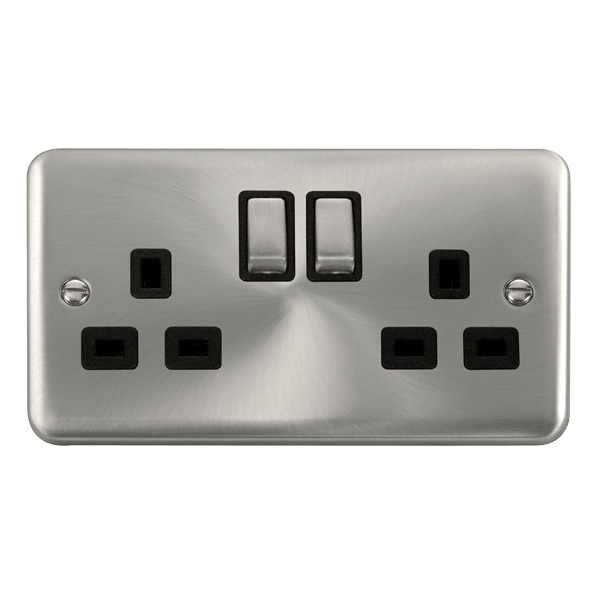 Click Deco Plus Satin Chrome 13A Double Socket DPSC536BK