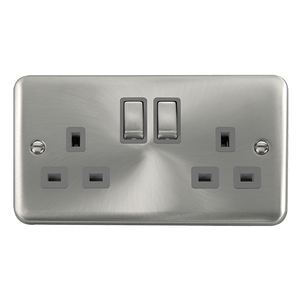 Click Deco Plus Satin Chrome 13A Double Socket DPSC536GY