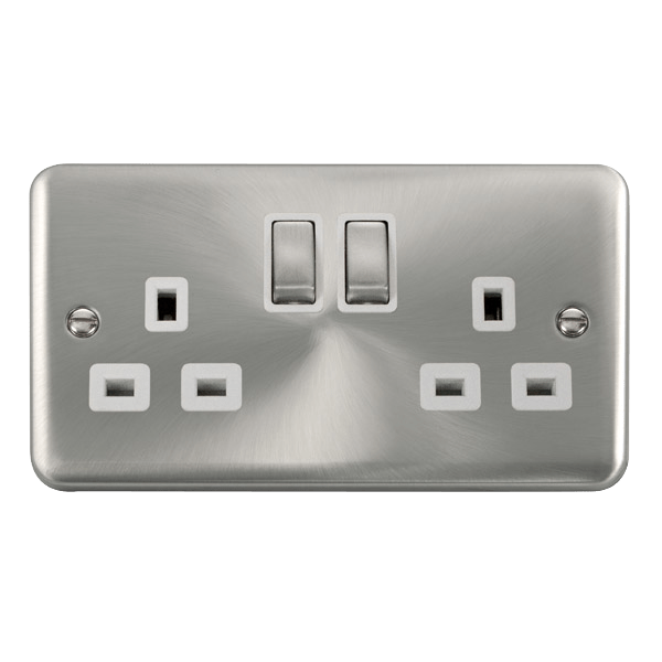 Click Deco Plus Satin Chrome 13A Double Socket DPSC536WH