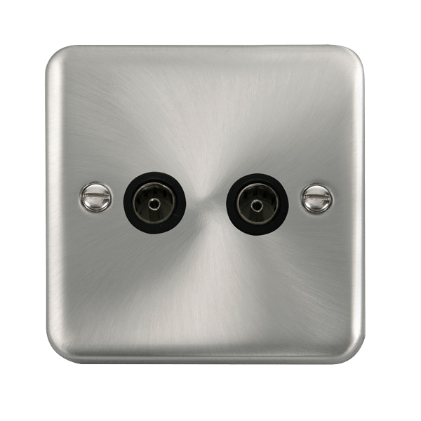 Click Deco Plus Satin Chrome Double TV Socket DPSC066BK