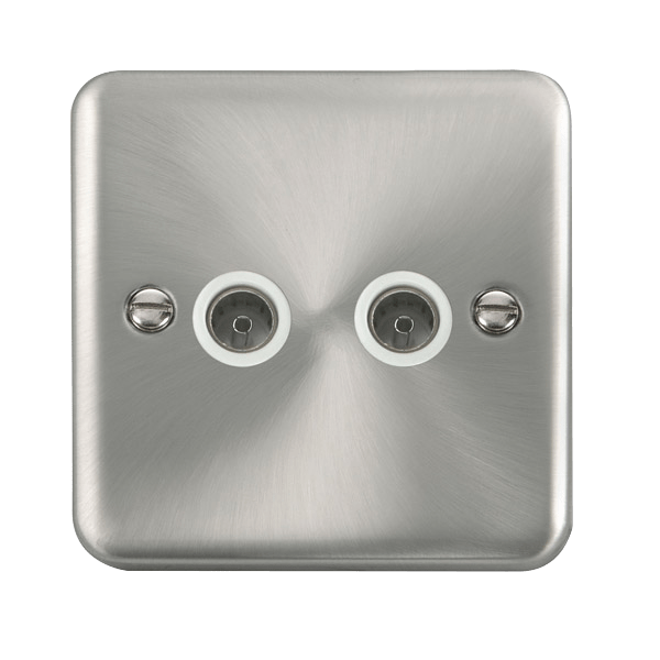 Click Deco Plus Satin Chrome Double TV Socket DPSC066WH