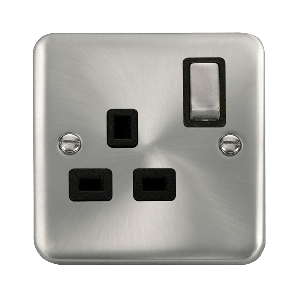 Click Deco Plus Satin Chrome 13A Single Socket DPSC535BK