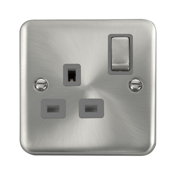 Click Deco Plus Satin Chrome 13A Single Socket DPSC535GY