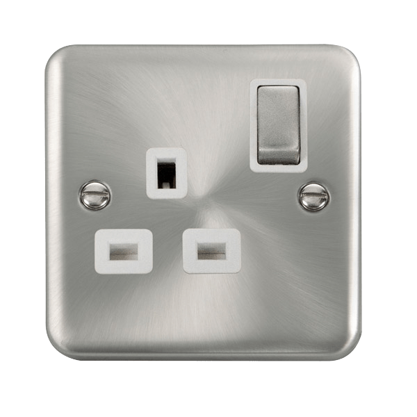 Click Deco Plus Satin Chrome 13A Single Socket DPSC535WH