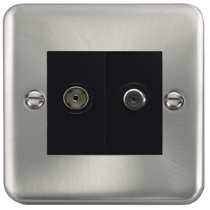 Click Deco Plus Satin Chrome TV and Satellite Isolated Socket DPSC157MBK