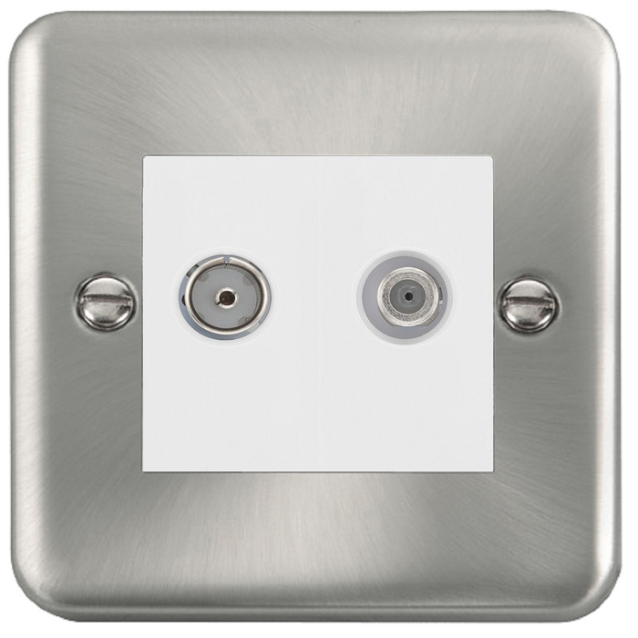 Click Deco Plus Satin Chrome TV and Satellite Isolated Socket DPSC157MWH