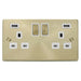 Click Deco Satin Brass 13A Double USB Socket VPSB580WH Available from RS Electrical Supplies