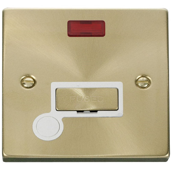 Click Deco Satin Brass 13A Fused Connection Unit with Neon and Flex VPSB553WH Available from RS Electrical Supplies