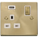 Click Deco Satin Brass 13A Single USB Socket VPSB571UWH Available from RS Electrical Supplies