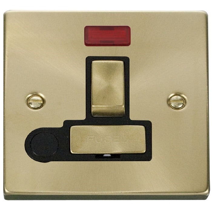 Click Deco Satin Brass 13A Switched Spur with Flex and Neon VPSB552BK Available from RS Electrical Supplies