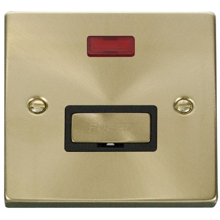 Click Deco Satin Brass 13A Unswitched Spur with Neon VPSB753BK Available from RS Electrical Supplies