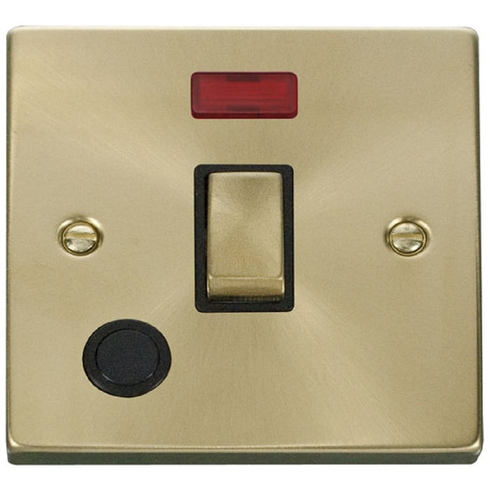 Click Deco Satin Brass 20A Double Pole Switch with Neon and Flex VPSB523BK Available from RS Electrical Supplies