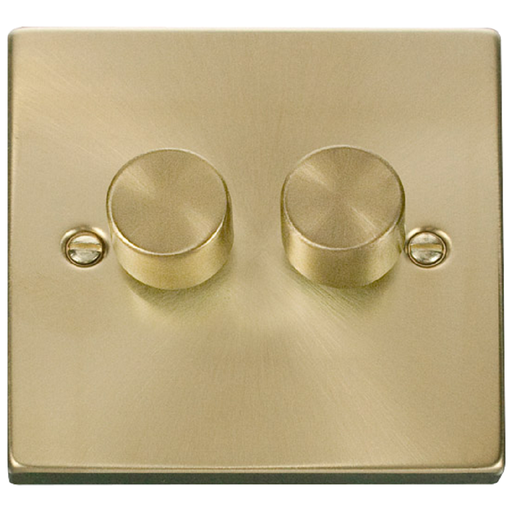 Click Deco Satin Brass 2G LED Dimmer Switch VPSB162 Available from RS Electrical Supplies