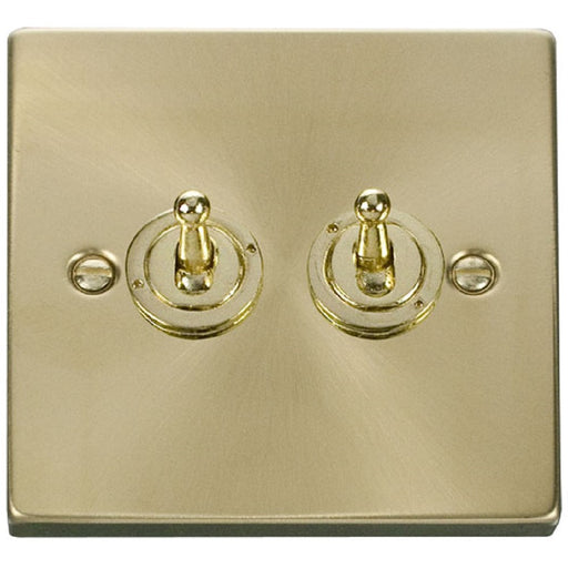 Click Deco Satin Brass 2G Toggle Switch VPSB422 Available from RS Electrical Supplies