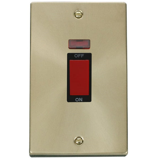 Click Deco Satin Brass 45A Cooker Switch with Neon VPSB203BK Available from RS Electrical Supplies