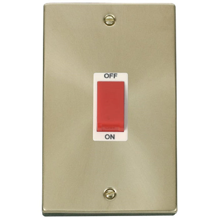 Click Deco Satin Brass 45A Cooker Switch VPSB202WH Available from RS Electrical Supplies