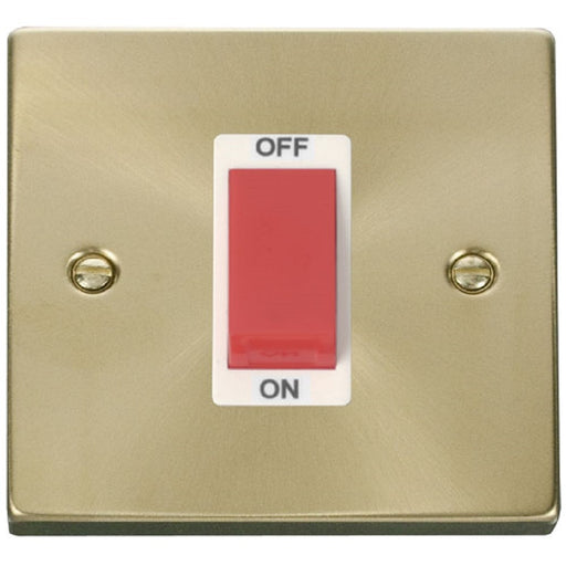 Click Deco Satin Brass 45A Cooker Switch VPSB200WH Available from RS Electrical Supplies