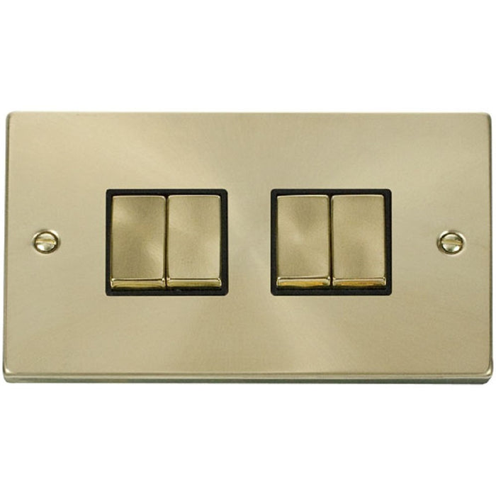 Click Deco Satin Brass 4G Light Switch VPSB414BK Available from RS Electrical Supplies