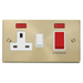 Click Deco Satin Brass 45A Cooker Switch with 13A Socket VPSB205WH Available from RS Electrical Supplies