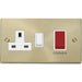 Click Deco Satin Brass 45A Cooker Switch with 13A Socket VPSB204WH Available from RS Electrical Supplies