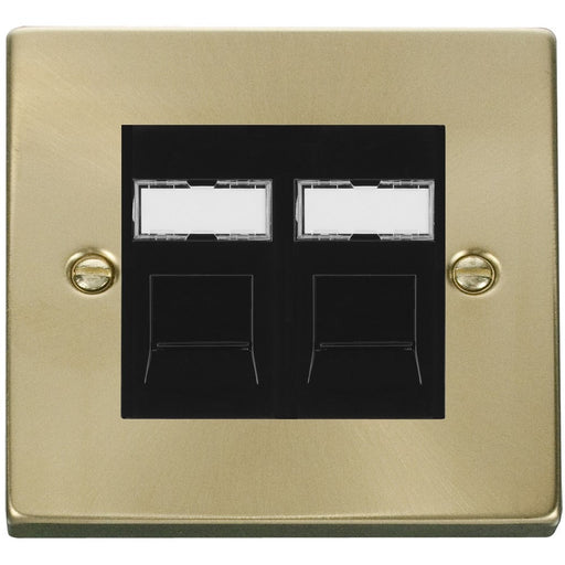 Click Deco Satin Brass Double Cat5e Data Socket VPSBRJ452BK Available from RS Electrical Supplies