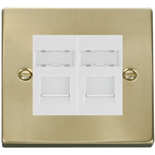 Click Deco Satin Brass Double Cat6 Data Socket VPSBRJ4562WH Available from RS Electrical Supplies