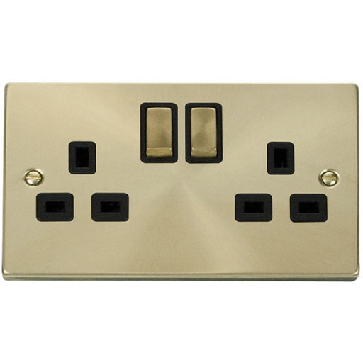 Click Deco Satin Brass 13A Double Socket VPSB536BK Available from RS Electrical Supplies