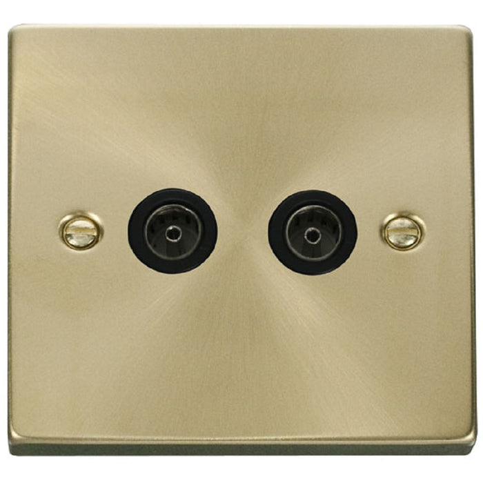 Click Deco Satin Brass Double TV Socket VPSB066BK Available from RS Electrical Supplies