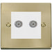 Click Deco Satin Brass Double TV Socket VPSB066MWH Available from RS Electrical Supplies