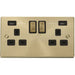 Click Deco Satin Brass 13A Double USB Socket VPSB580BK Available from RS Electrical Supplies