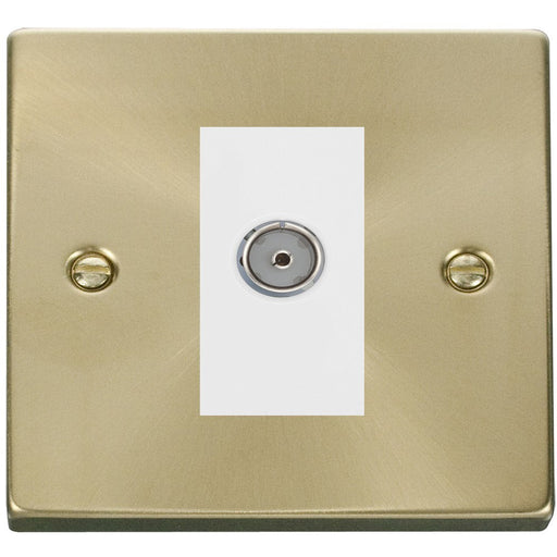 Click Deco Satin Brass Isolated TV Socket VPSB158MWH Available from RS Electrical Supplies