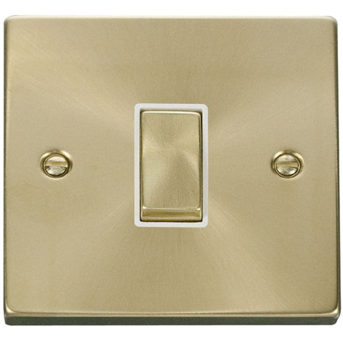 Click Deco Satin Brass 1G Light Switch VPSB411WH Available from RS Electrical Supplies