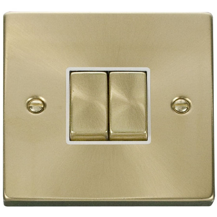 Click Deco Satin Brass 2G Light Switch VPSB412WH Available from RS Electrical Supplies