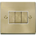 Click Deco Satin Brass 3G Light Switch VPSB413WH Available from RS Electrical Supplies