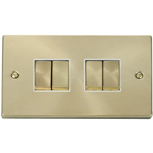 Click Deco Satin Brass 4G Light Switch VPSB414WH Available from RS Electrical Supplies