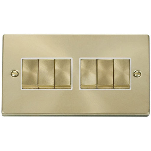 Click Deco Satin Brass 6G Light Switch VPSB416WH Available from RS Electrical Supplies