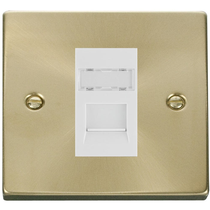 Click Deco Satin Brass Cat5e Data Socket VPSBRJ45WH Available from RS Electrical Supplies