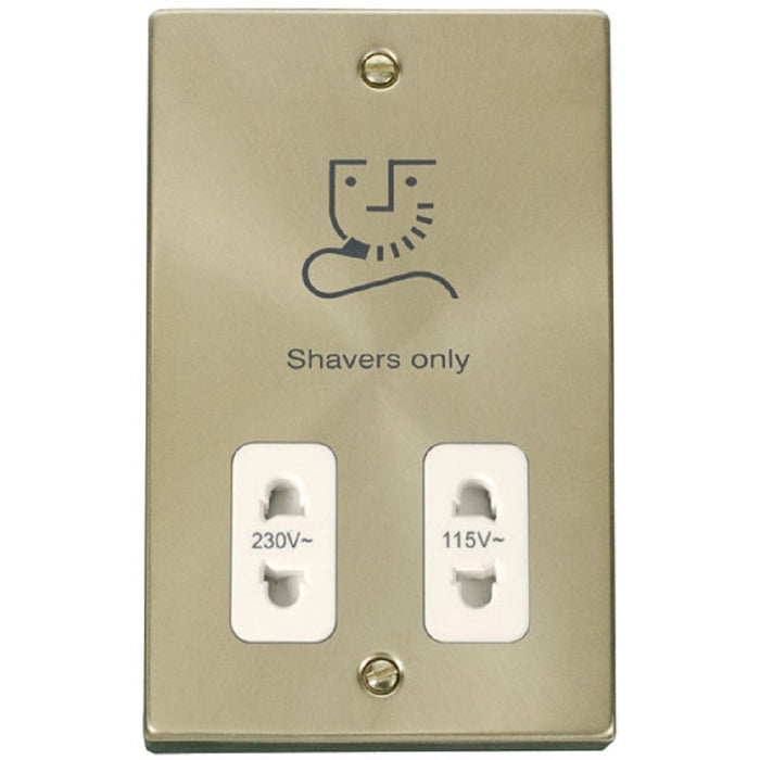 Click Deco Satin Brass Shaver Socket VPSB100WH Available from RS Electrical Supplies