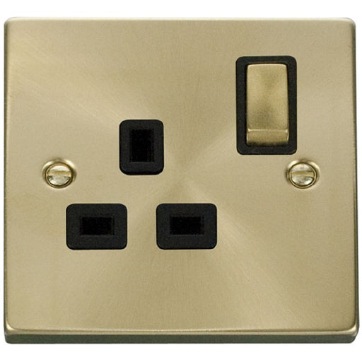 Click Deco Satin Brass 13A Single Socket VPSB535BK Available from RS Electrical Supplies