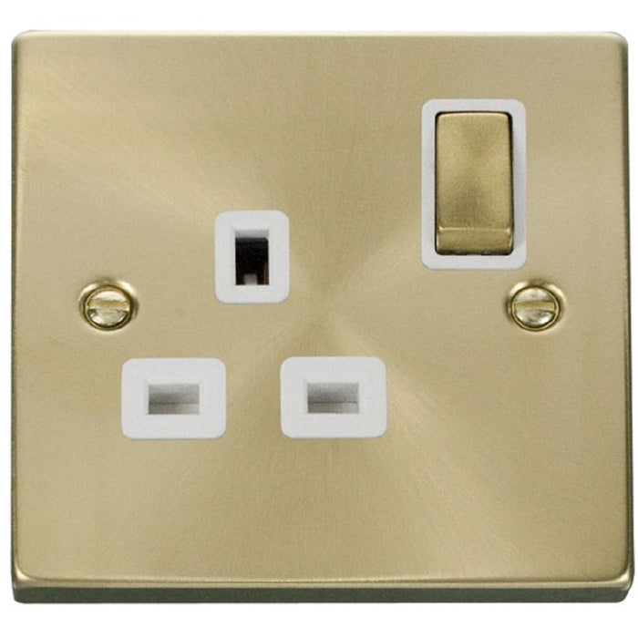 Click Deco Satin Brass 13A Single Socket VPSB535WH Available from RS Electrical Supplies